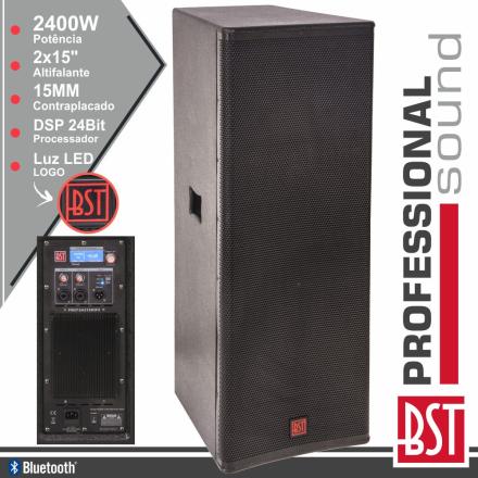 Coluna Amplificada Pro 2x15" 2400w 4 Modos Bt Bst