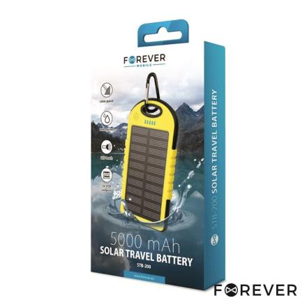 Powerbank 5000ma Preto C/ Painel Solar E 2 Usb