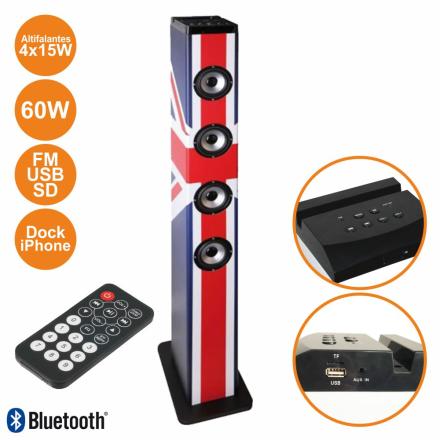 Coluna Centro Amplificada Fm/Usb/Bt/Sd 4x15w 60w Uk