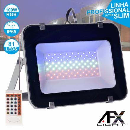 Foco Led 100w 220v C/Comando Rgb Ip65 Afxlight