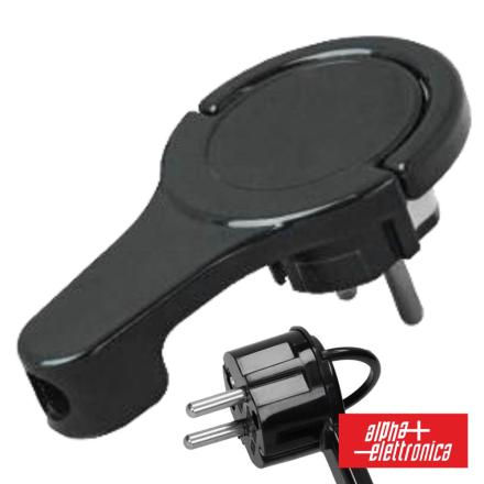 Ficha Schuko Macho C/ Terra Anel Extração 250v Preto