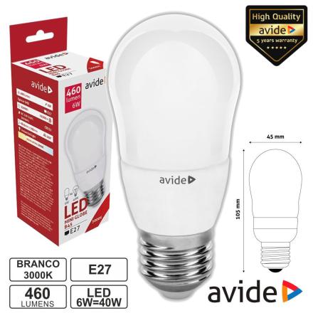 Lâmpada Led E27 Globo B45 6w 230v 3000k 460lm Avide