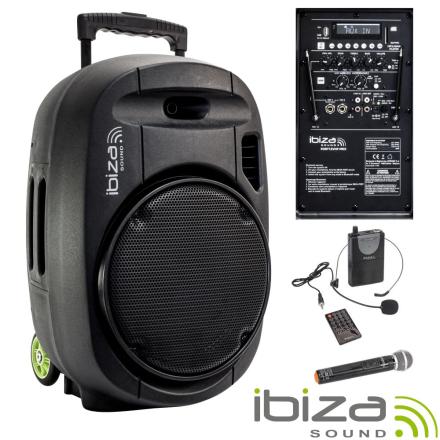 Coluna Amplificada 12" 700w Usb/Bt/Sd/Bat Vhf Preta Ibiza