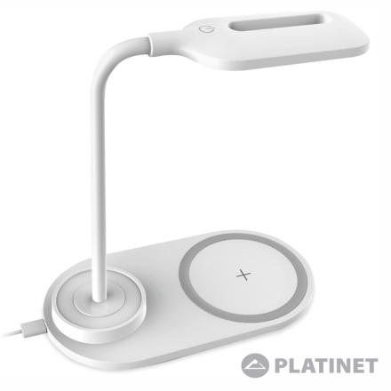 Candeeiro Mesa c/ Carregador QI Branco PLATINET