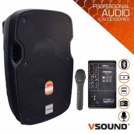 Coluna Amplificada 12" USB/BT/SD/BAT MIC S/Fios VSOUND