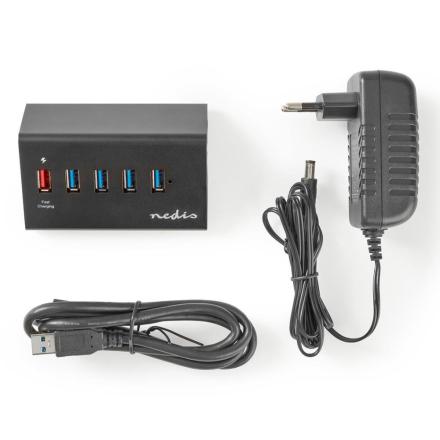 Hub USB 5 Portas USB 3.0 QuickCharge NEDIS