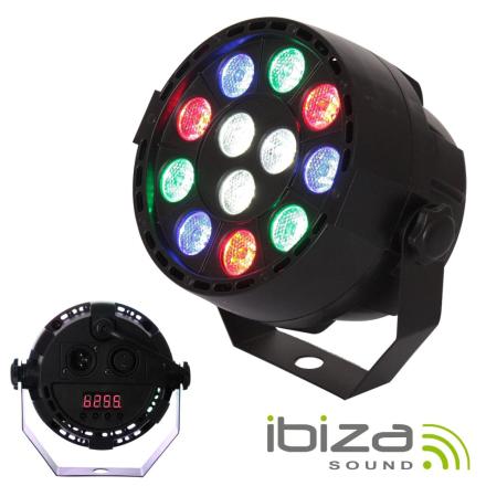 Projetor Luz C/ 12 LEDS 1W RGBW Bateria Comando DMX IBIZA