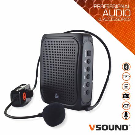 Mini Coluna Amplificada 3" USB/BT/FM/SD/Bat UHF Preto VSOUND