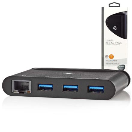 Hub USB-C c/ 3x USB 3.0 / 1x RJ45