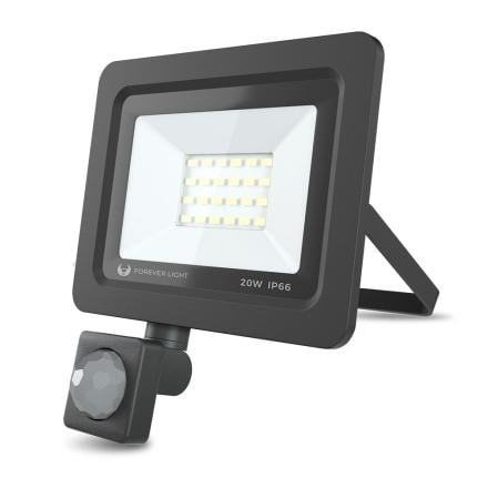 Foco LED 20W C/ Sensor 230V 4500K 1600LM Preto