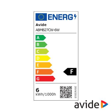 Lâmpada LED E27 Globo B45 6W 230V 6400K 570lm AVIDE