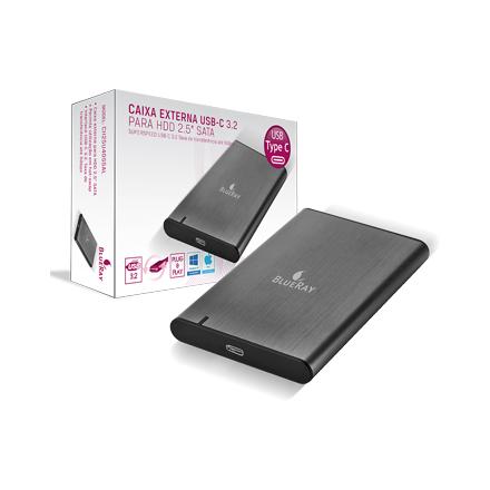 Caixa Externa p/ Disco Rigido 2.5" Sata Usb C 3.2 BLUERAY