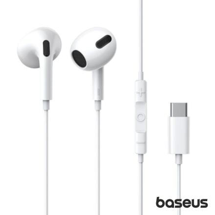 Auriculares Stereo C/ Fios E Microfone Branco BASEUS