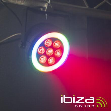 Projetor Par C/ 7 LEDS 6W RGBW 1 Anel LED DMX IBIZA