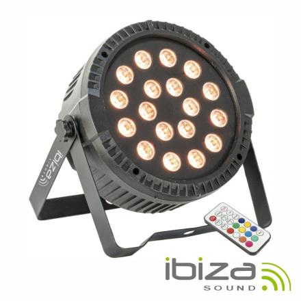 Projetor Par C/ 18 LEDS 1W RGB DMX IBIZA