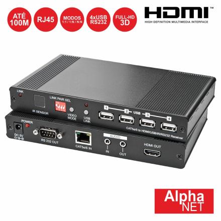 Receptor Hdmi/4xusb/Rs232/Ir Via Rj45 100m Alphanet