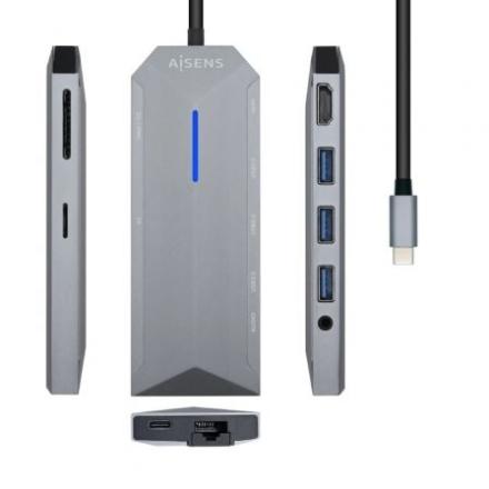 Hub USB 3.0 Tipo-C Aisens ASUC-9P001-GR/1 HDMI/3 Portas USB