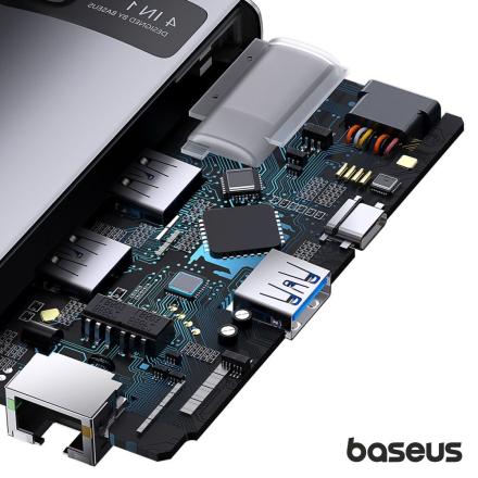 Hub USB-C P/ USB-C + RJ45 + 3 USB BASEUS