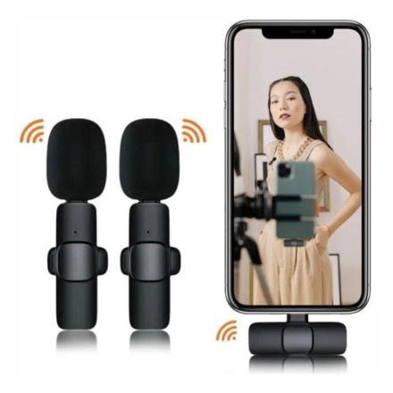 Conjunto 2 Microfones Lapela S/ Fios C/ Receptor Lightning