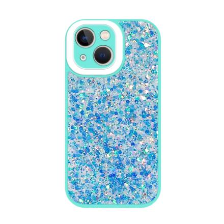 Capa Silicone P/ Iphone 14 Fluorescente Glitter Azul
