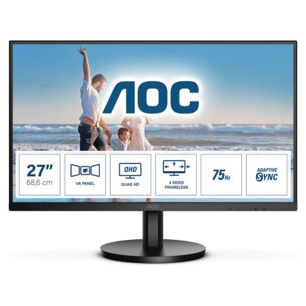 Monitor Profissional AOC 27" QHD Multimedia Preto 75 Hz
