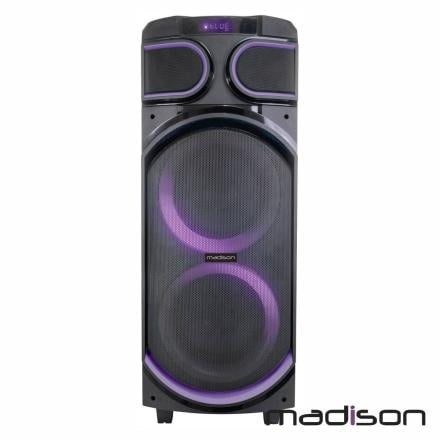 Coluna Amplificada 2x8" 1200W USB/SD/AUX/BT LED TWS MADISON