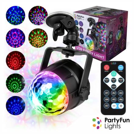 Projetor Luz C/ LEDS RGB USB 5V C/ Ventosa PARTYFUN