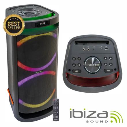 Coluna Amplificada 2x6.5" USB/SD/AUX/BT LED IBIZA