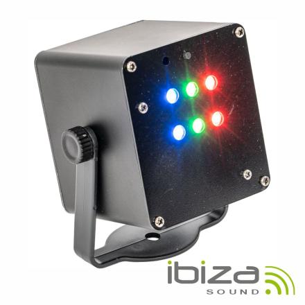 Projetor Luz C/ 6 LEDS 1W RGB Strobe A Bateria C/ Comando
