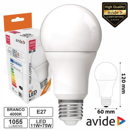 Lâmpada LED E27 Globo A60 11W 230V 4000K 1055lm AVIDE