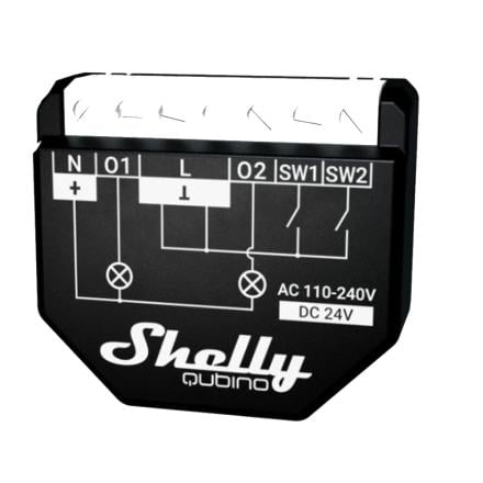 Módulo Relé Automação Shelly Qubino Wave 2PM Medição 16A