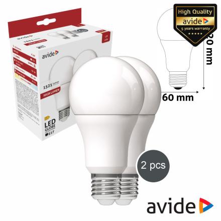 Conjunto 2x Lâmpadas LED E27 Globo A60 13W 230V 3000K 1521lm