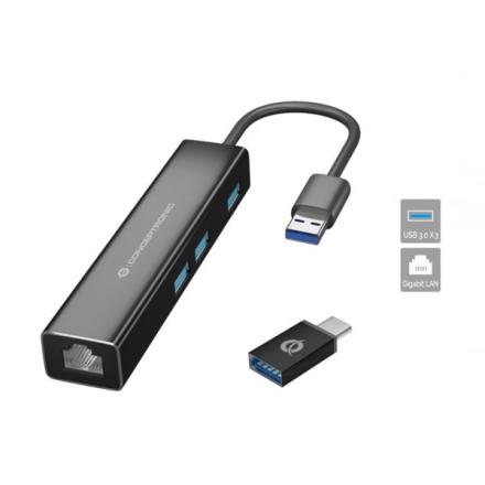Hub Conceptronic Usb-A 3.0 + Adaptador Usb-C