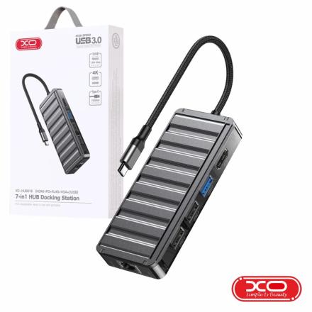 Hub USB-C P/ USB-C + HDMI + 3 x USB-A + RJ45 XO