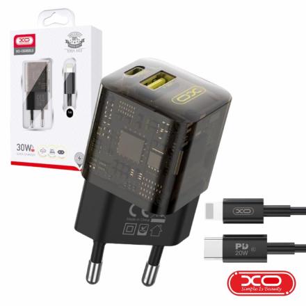 Alimentador USB-A QC3.0 18W / USB-C PD 30W 3A + Cabo XO