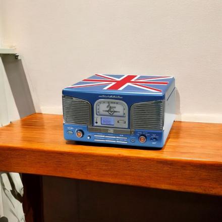 Gira-Discos 33/45/78RPM Vintage CD/FM/USB/Micro SD Azul UK