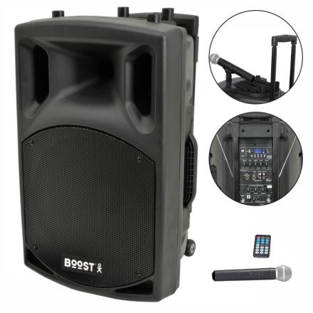 Coluna Amplificada 15" 800W USB/BT/SD/Bat Vhf Preta BOOST