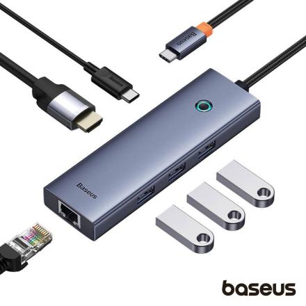 Hub USB-C P/ 3x USB-A / HDMI / USB-C PD e RJ45 UltraJoy