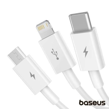 Cabo USB-A 2.0 Macho p/ Lightning/USB-C/MicroUSB 3.5A BASEUS