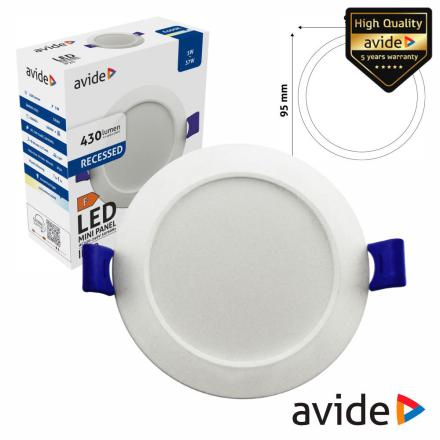 Painel LEDS Redondo 5W 90mm 6400K 430lm AVIDE
