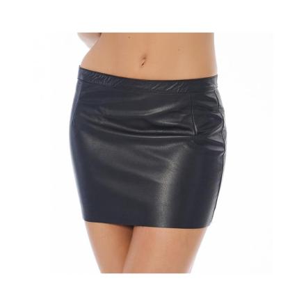 Minissaia de couro com fecho de correr