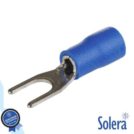 Terminal forquilha 4.5mm isolado azul 50x solera