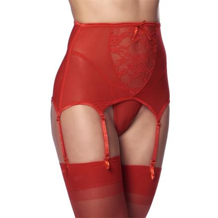 Cinta de ligas larga com fio dental vermelho