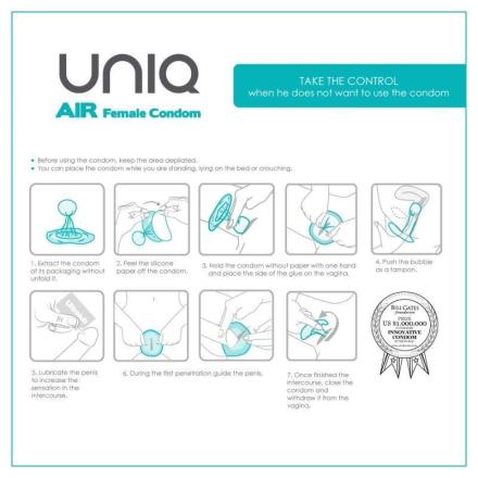 Preservativos Femininos Sem Látex Uniq Air 3 Unidades