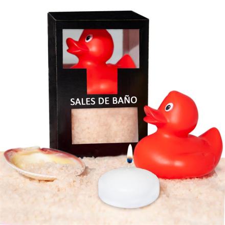 Conjunto sais de banho baunilha pato, vela e concha 150gr