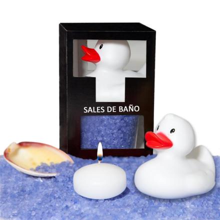 Conjunto sais de banho lavanda aroma pato, vela e concha 150