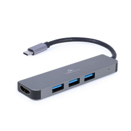 Gembird hub usb tipo c 2 em 1, adaptador hdmi multiportas