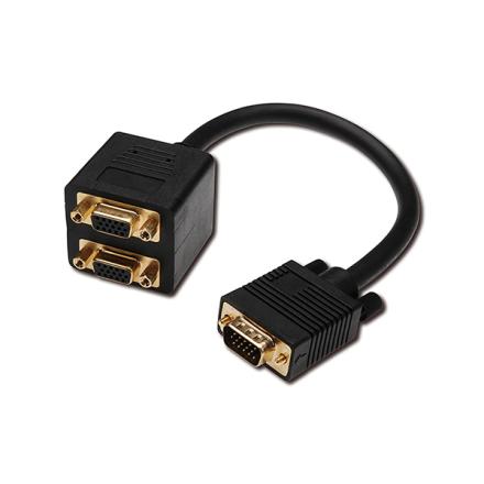 Cabo digitus vga 2xvga y-splitter gold plate m/f 0.20m