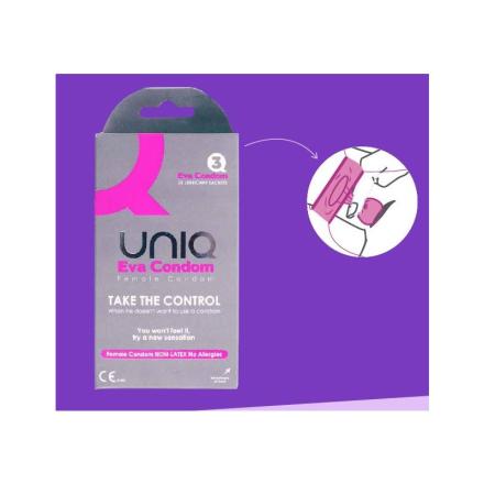Preservativos Femininos Sem Látex Uniq Eva 3 Unidades