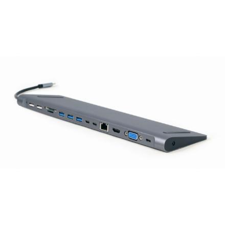 Gembird adaptador multiporta usbc 9em1 hub, hdmi, vga, pd, l